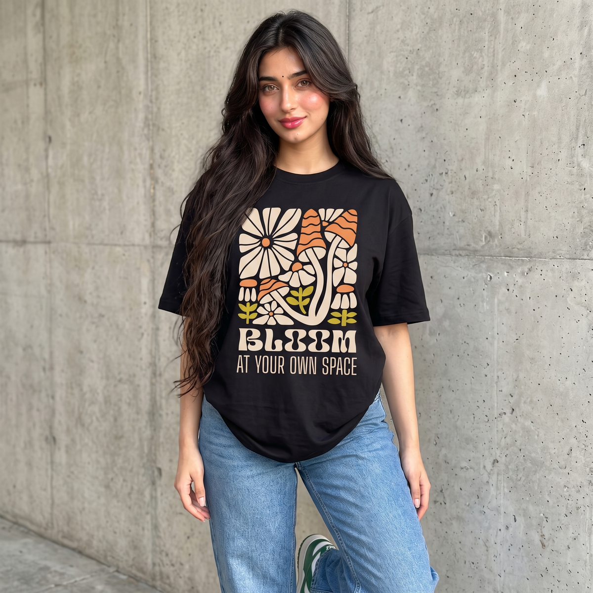 Retro Bloom Oversized T-Shirt