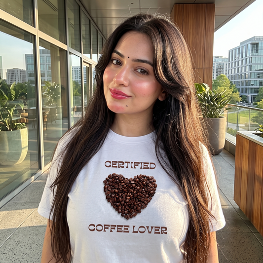 The Charming 'Certified Coffee' Oversized Graphic T-Shirt