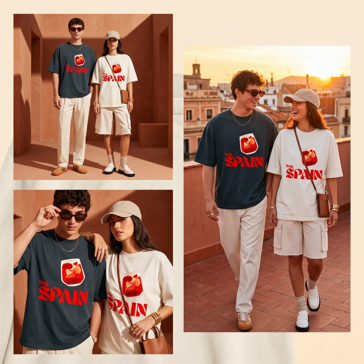 Vibrant Hola Spain Oversized Graphic Tee