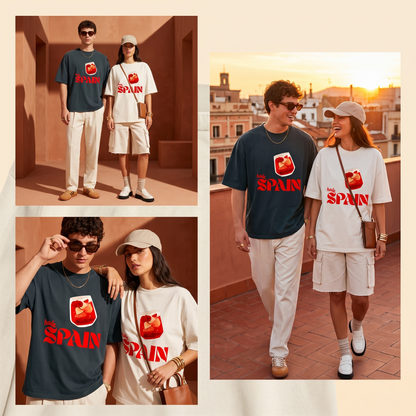 Vibrant Hola Spain Oversized Graphic Tee