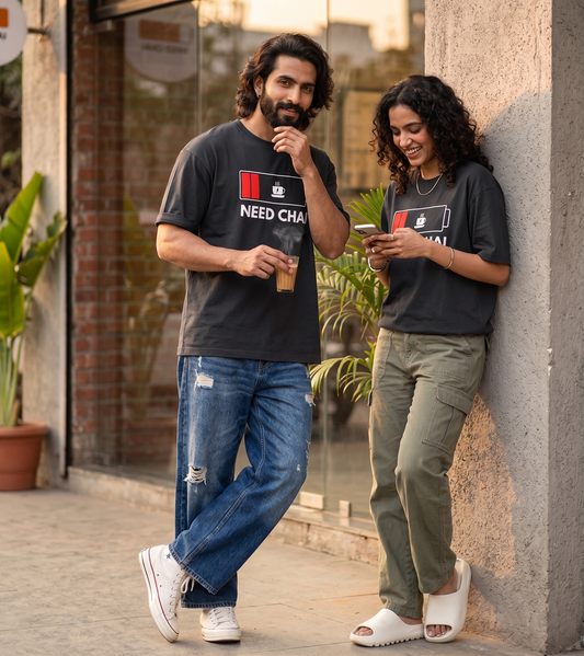 Relentless "Need Chai" Premium Oversized Graphic Tee
