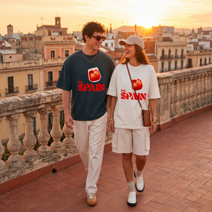 Vibrant Hola Spain Oversized Graphic Tee