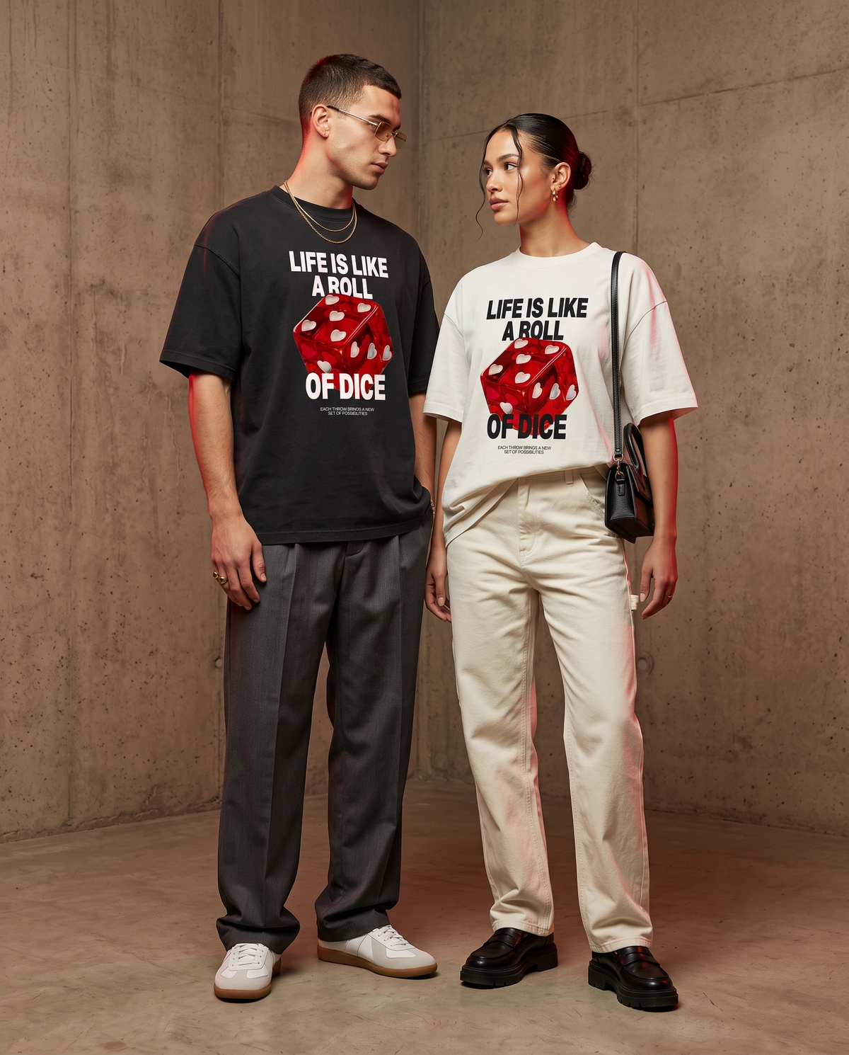 Lucky Roll Statement Oversized Graphic T-Shirt
