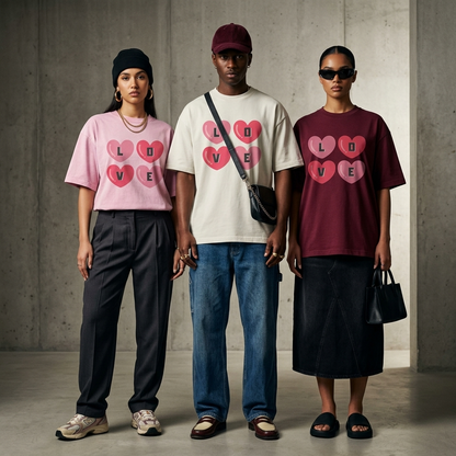 Love Hearts Statement Oversized UNISEX Graphic T-Shirt